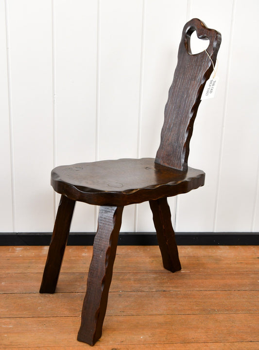 Mid Century English Oak Brutalist Stool