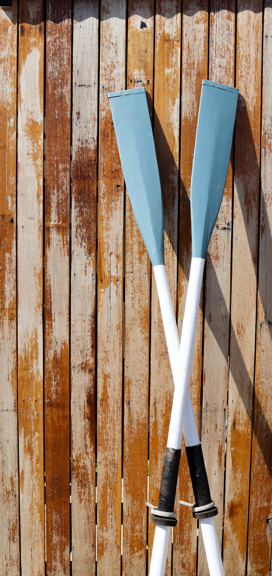 Vintage painted wooden oars