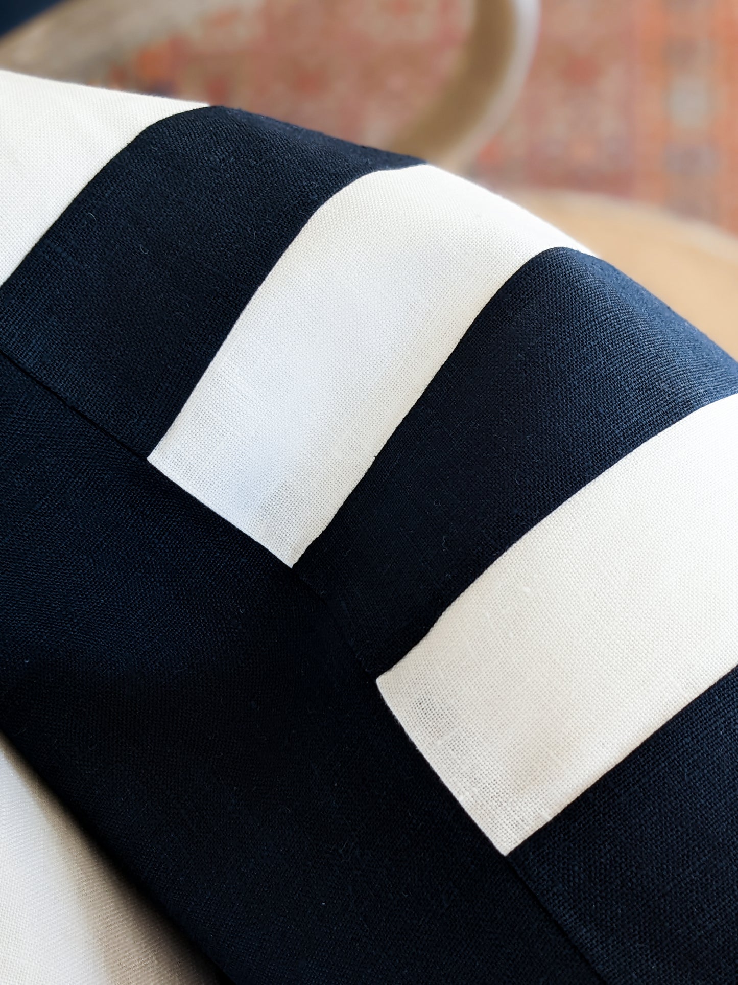 Nautical stripe linen cushion