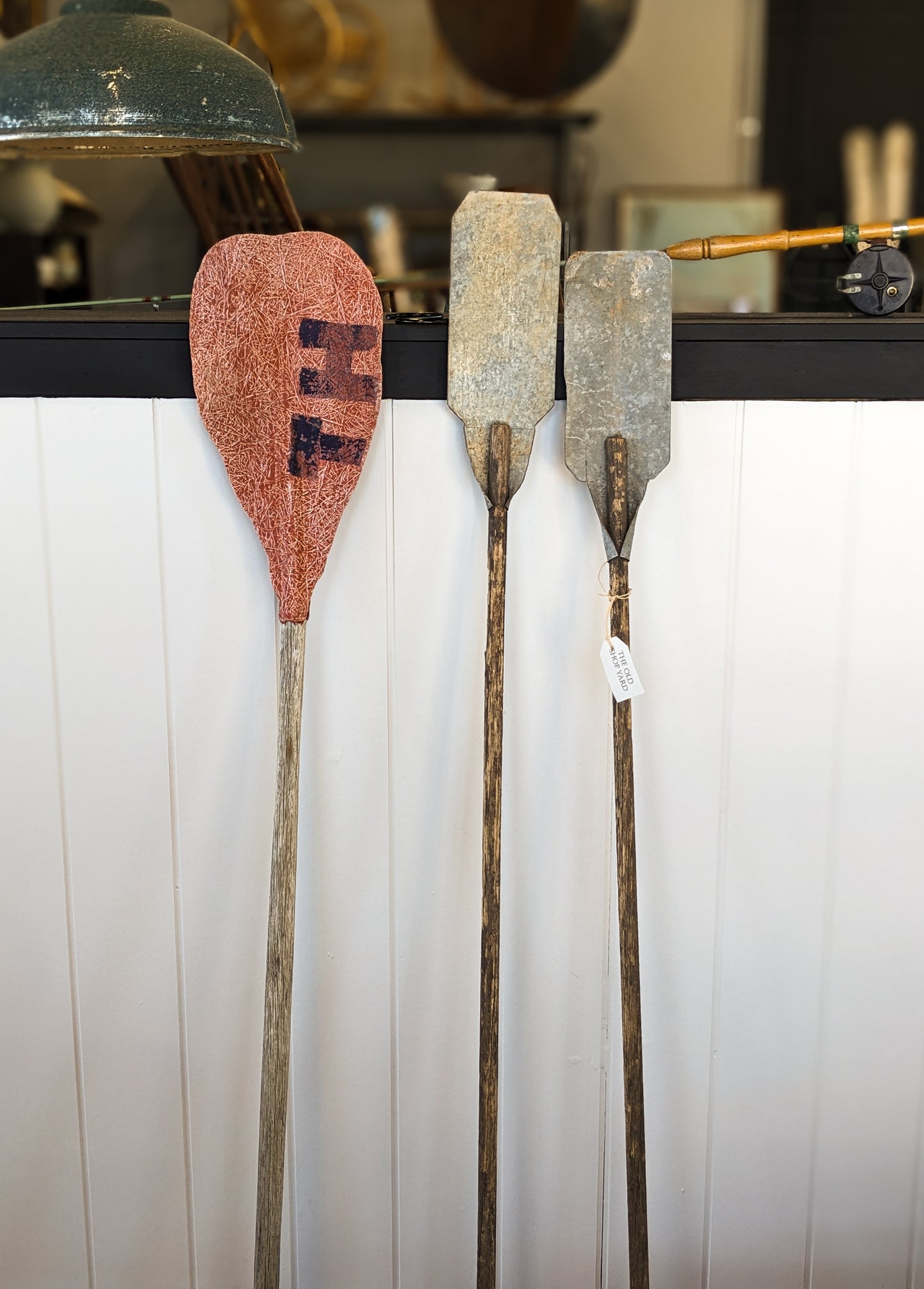 Vintage fibreglass and wooden paddle