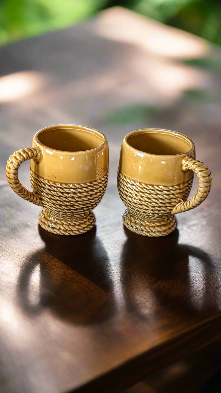 Mid Century Japanese Rope Mugs