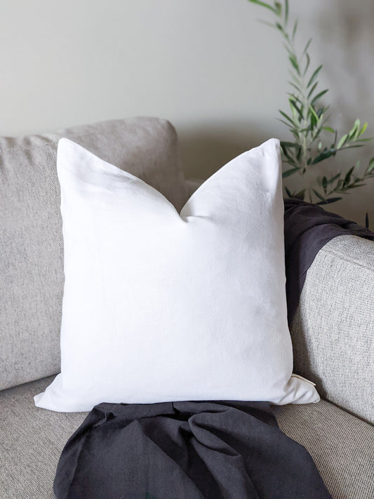 White Irish linen cushion