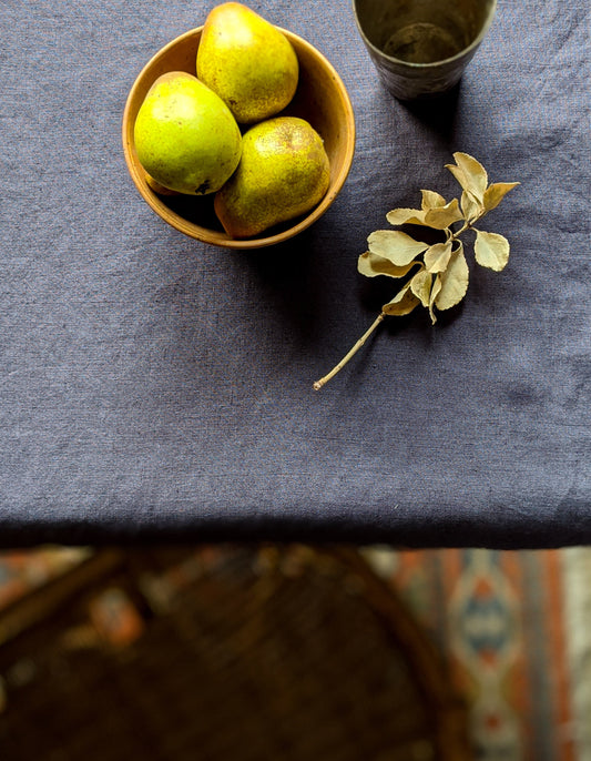 Charcoal Irish linen tablecloth