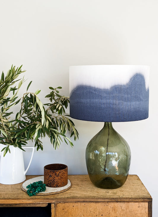 Hand Dyed Linen Ombre Lampshade - Blue and White