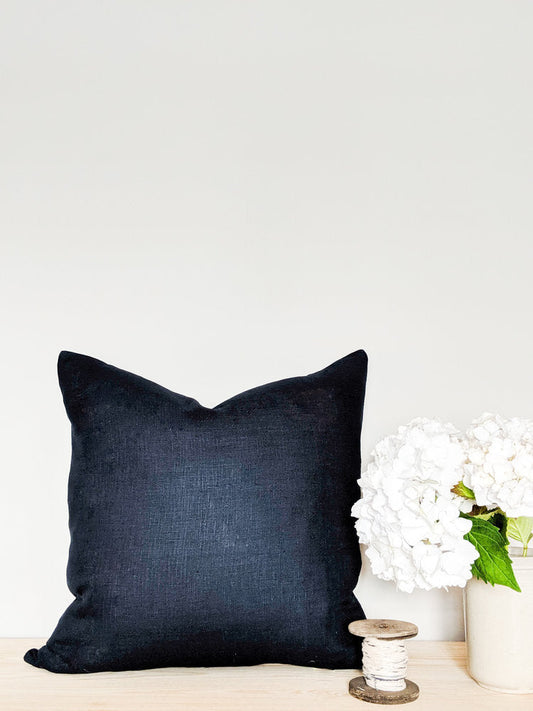 Navy Irish Linen Cushion