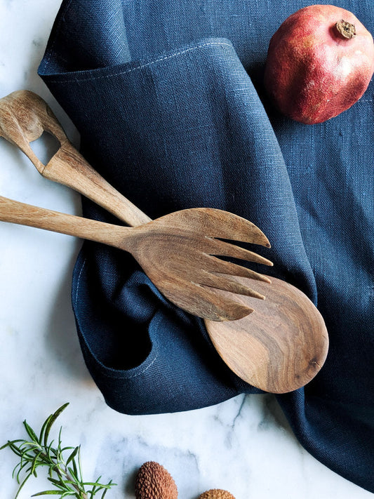 Navy linen tea towel