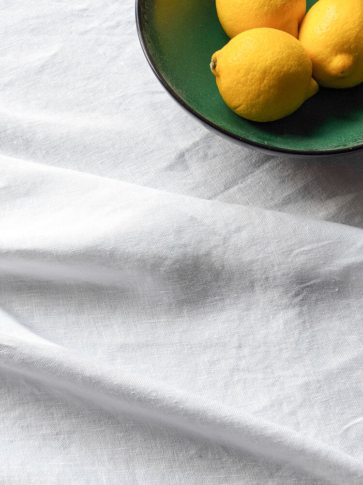 White linen table runner